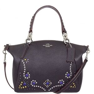 Coach Kesley Black Western Rivet Satchel  Bag